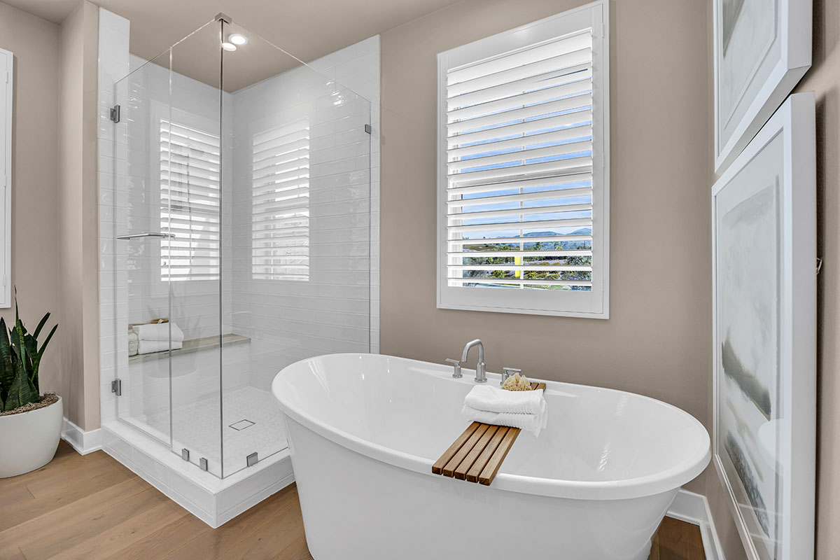 Real Estate photograph of a shower bathtub